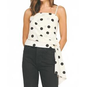 NEW STRUT & BOLT draped pleat detail polka corset tube top in off white/black
